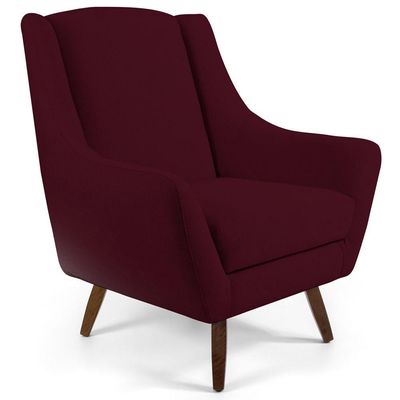 Kit 02 Poltronas Decorativas Sala de Estar Pés de Madeira Naomi Veludo Marsala - Gran Belo