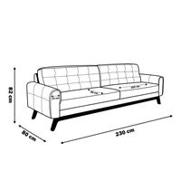 Sofá 3 Lugares Sala de Estar Eros 230 cm Veludo Azul Bic Base Fixa - Gran Belo