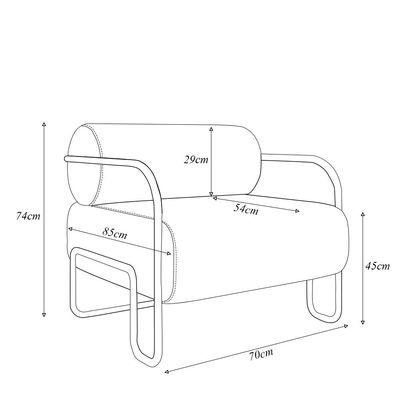 Poltrona Decorativa Sala de Estar Polatsk Base Industrial de Ferro PU Marrom G33 - Gran Belo