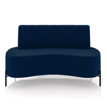 Sofá Living Decorativo 2 Lugares 1,60M Katara Pés de Ferro Veludo Azul G33 - Gran Belo