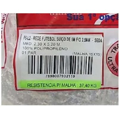 Rede Futebol Suiço Master Rede De 5M Fio 25MM - Branco