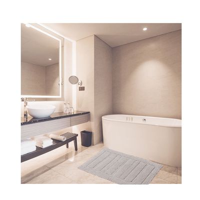 Tapete Algodao Retangular Aconchegante Macio Cinza Prata 60x90cm