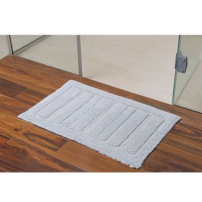 Tapete Algodao Retangular Aconchegante Macio Cinza Prata 60x90cm