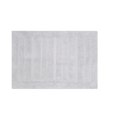 Tapete Algodao Retangular Aconchegante Macio Cinza Prata 60x90cm