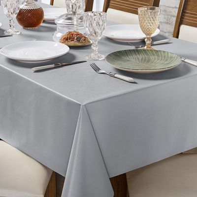 Toalha de Mesa 4 Lugares Térmica Impermeável 1,40 m x 1,40 m 100% Policloreto de Vinila - Cinza