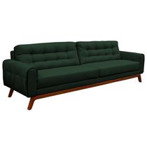 Sofá 3 Lugares Sala de Estar Eros 230 cm Veludo Esmeralda Base Fixa - Gran Belo