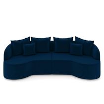 Sofá Living Decorativo Salinas 4 Lugares com Almofadas 270cm Modulado Veludo Azul G33 - Gran Belo