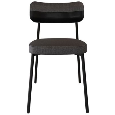 Cadeira Estofada Para Sala de Jantar Astrid Preto C01 Linho Preto Courino Preto - Lyam Decor