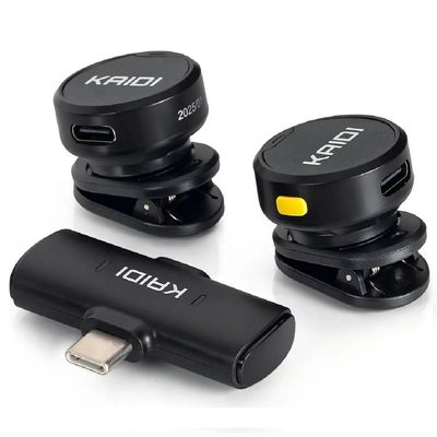 Microfone Lapela  Redondo Sem Fio Type C  Android KMF4-C Preto