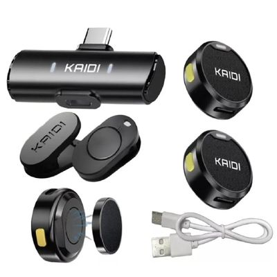 Microfone Lapela  Redondo Sem Fio Type C  Android KMF4-C Preto