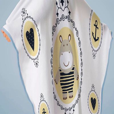 Toalha Baby C/ Capuz Tecebem Estampada c/ Fralda Nino  Branco