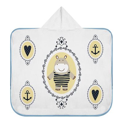 Toalha Baby C/ Capuz Tecebem Estampada c/ Fralda Nino  Branco