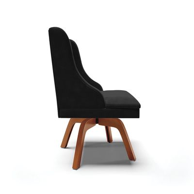 Kit 10 Cadeiras de Jantar Liz Suede Preto Base Madeira Mm35 D03 - D'Rossi