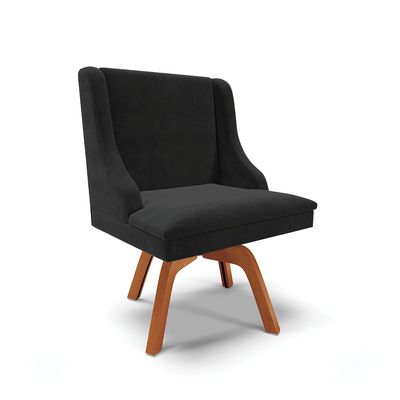 Kit 10 Cadeiras de Jantar Liz Suede Preto Base Madeira Mm35 D03 - D'Rossi