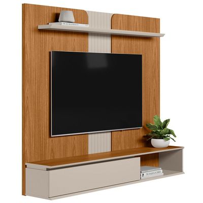 Painel Para TV 65 Pol Com Bancada Suspensa New L05 Nature Off White - Lyam Decor