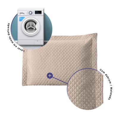 Porta Travesseiro Avulso 70cm x 50cm 1 Peça Prime Ultrassônico 100% Poliéster - Cáqui