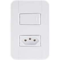 Conjunto 4x2 com 1 Interruptor Simples 10 A 250 V e 1 Tomada 2P+T 20 A 250 V Tramontina Tablet Branco
