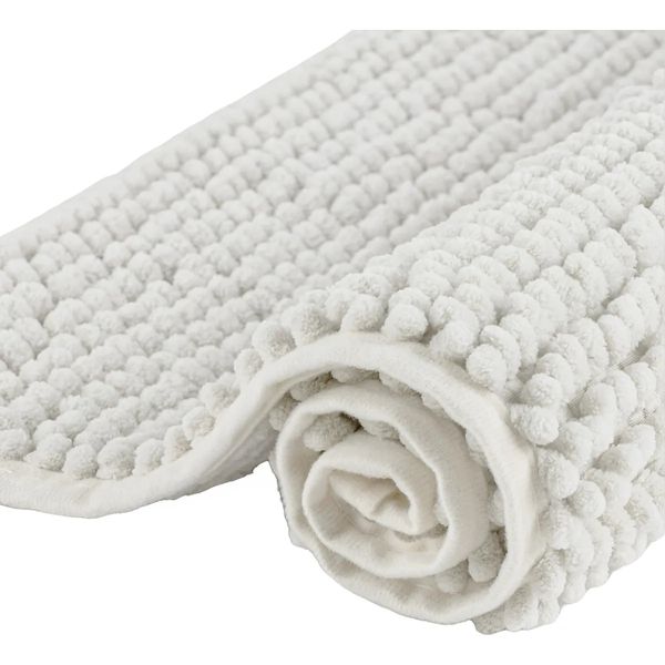 TAPETE BOLINHAS 35 CM X 38 CM POLIESTER branco