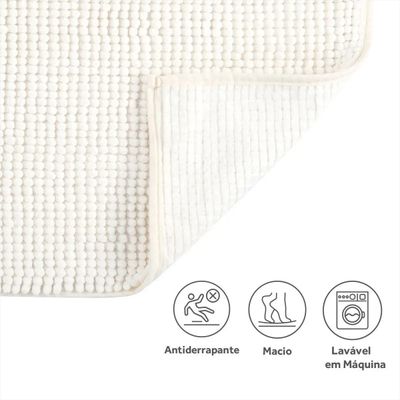 TAPETE BOLINHAS 35 CM X 38 CM POLIESTER  branco