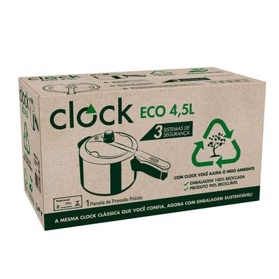 Panela de Pressão Clock Eco Polida com Fechamento Interno - 4,5 litros