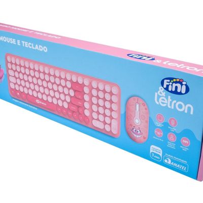 Kit Teclado e Mouse Letron Fini sem Fio Rosa