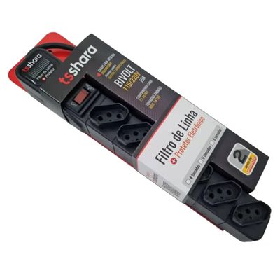 Filtro de Linha TS Shara Protetor 6 Tomadas - 554  Preto  Bivolt