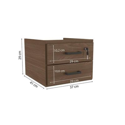 Gaveteiro De Mesa 2 Gavetas Com Chave Versatile Munique 37cm