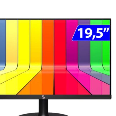 Monitor 3GREEN 19,5P 75HZ 2MS HDMI VGA Vesa - M195WHD  Preto  Bivolt