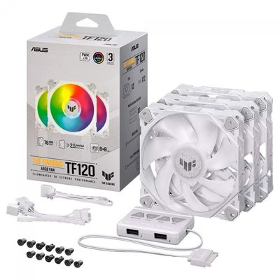 Kit Cooler Gabinete ASUS TUF Gaming TF120 White ARGB 3IN1 - 90DA0033-B00030