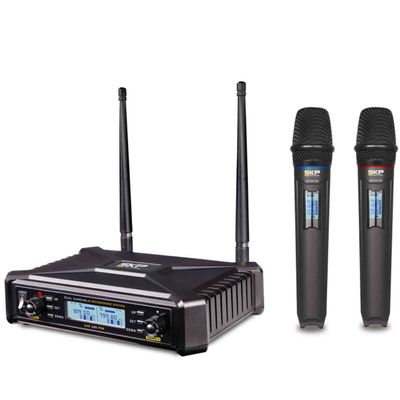 Microfone UHF-600 Duplo de Mão Multifrequência sem Fio SAUHF600PRO