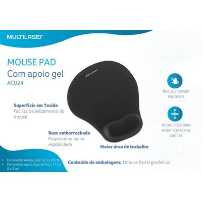 Mouse PAD GEL Preto AC024