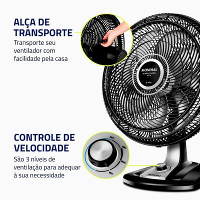 Ventilador de Mesa Mondial VTX-50-8P Preto - 50 cm Preto / 110
