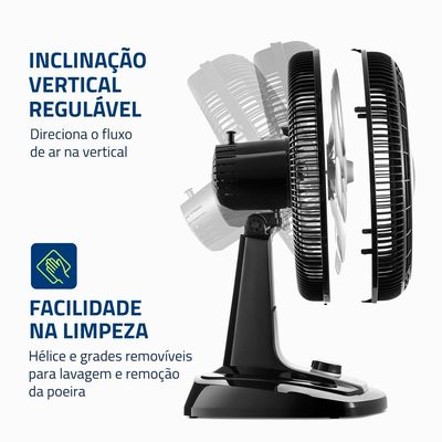 Ventilador de Mesa Mondial VTX-50-8P Preto - 50 cm Preto / 220