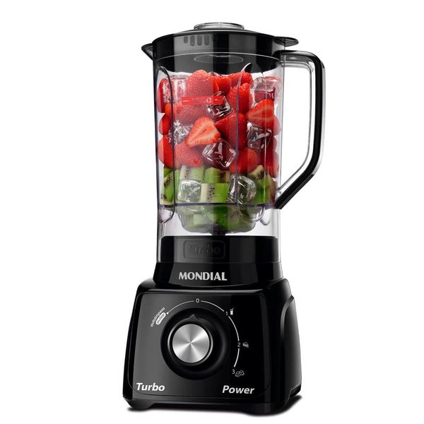 Liquidificador Mondial Turbo Power L-99 FB Copo San Cristal 3 Velocidades 550W Preto Preto / 220