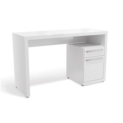 Mesa De Escritório Escrivaninha 1 Gaveta 1 Porta Branco 1,20m