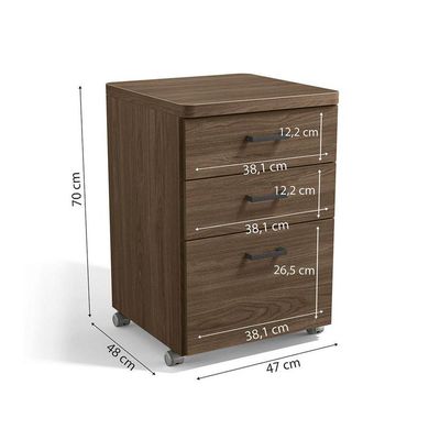 Gaveteiro 2 Gavetas 1 Arquivo Versatile Munique 47cm