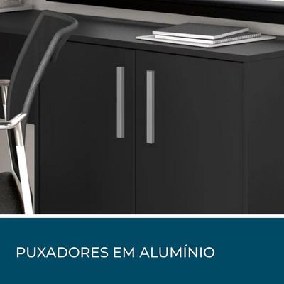Conjunto Para Escritório 1 Mesa De Canto 2 Armários Altos