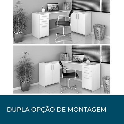 Conjunto Para Escritório 1 Mesa De Canto 2 Armários Altos