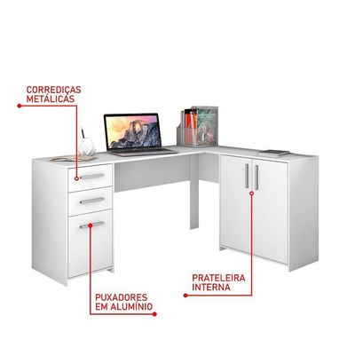 Conjunto Para Escritório 1 Mesa De Canto 2 Armários Altos