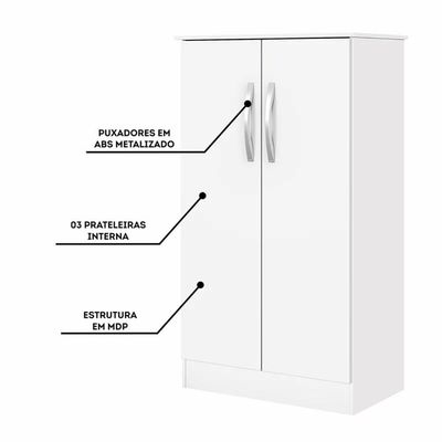 Conjunto Para Escritório Com Mesa Office E Armário Branco