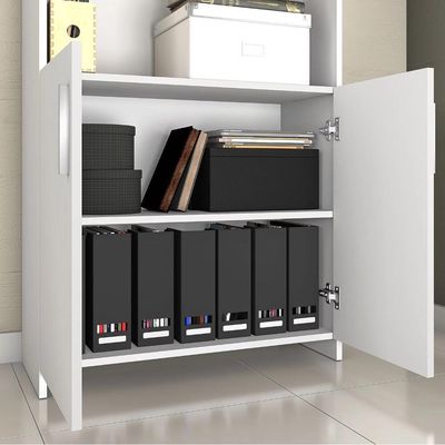 Conjunto Para Escritório 1 Mesa De Canto 2 Armários Altos