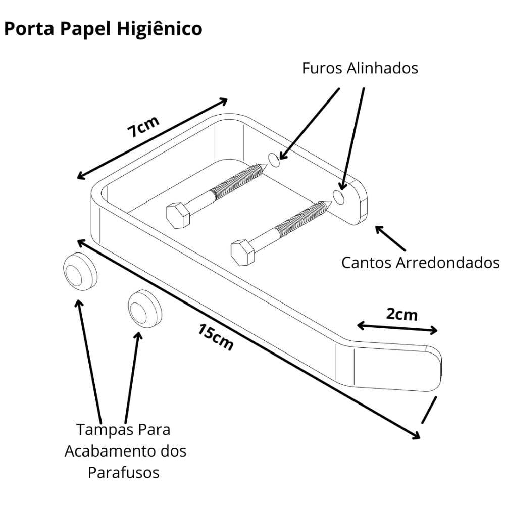 Suporte De Parede Porta Papel Higiênico Alto Brilho