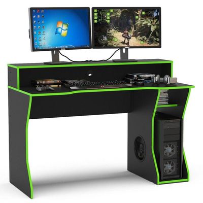 Mesa Para Computador Notebook Desk Game Fremont Preto/Verde