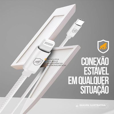 Cabo Symetric - Branco - Lightning / Tipo C - 1,5M - Gshield