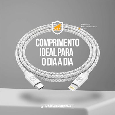 Cabo Symetric - Branco - Lightning / Tipo C - 1,5M - Gshield