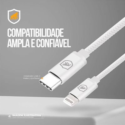 Cabo Symetric - Branco - Lightning / Tipo C - 1,5M - Gshield
