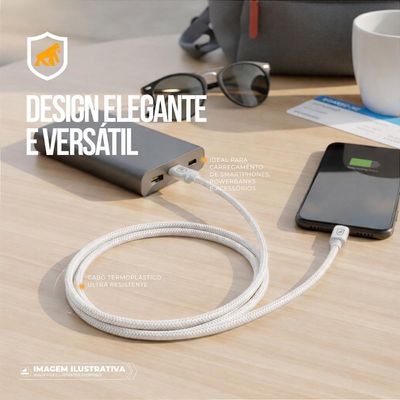 Cabo Symetric - Branco - Tipo C / Tipo C - 1,5M - Gshield