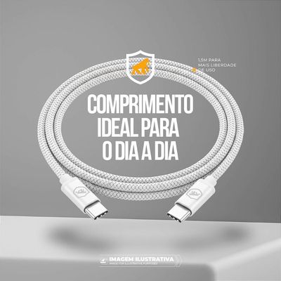 Cabo Symetric - Branco - Tipo C / Tipo C - 1,5M - Gshield