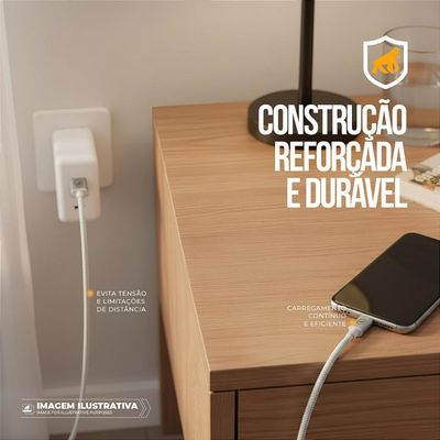 Cabo Symetric - Branco - Lightning / Tipo C - 1,5M - Gshield
