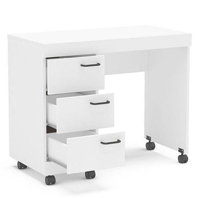 Mesa P/ Computador Notebook 3 Gavetas 90Cm Osaka Branco